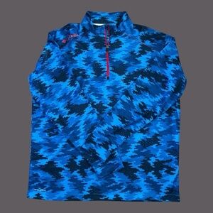 Men's Columbia Golf - Blue Camo     3/4 inch Zip-Up Sweater